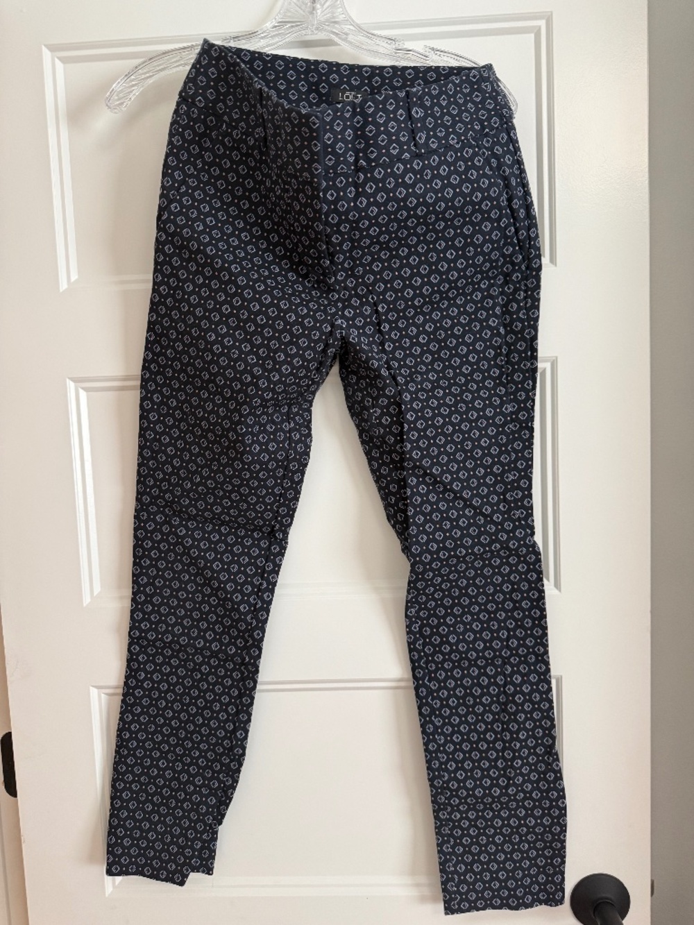LOFT Marisa Skinny Ankle Pants with Geometric Pattern